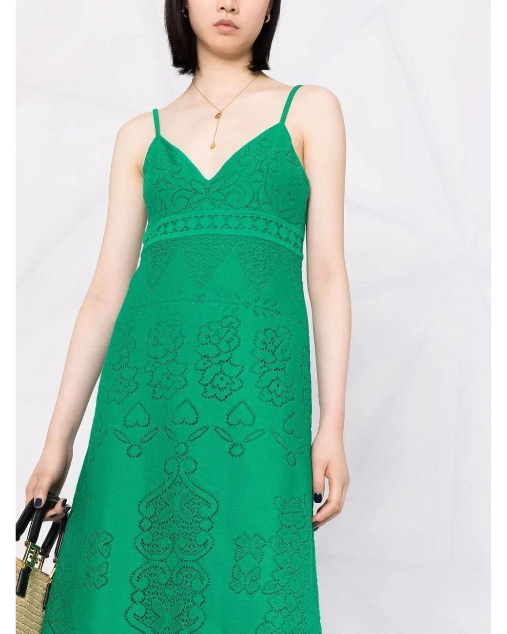 Valentino Garavani Green Heavy Lace Long Dress