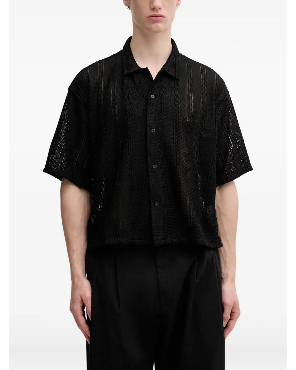 Camicia A Righe di Beams Plus in Black da Uomo