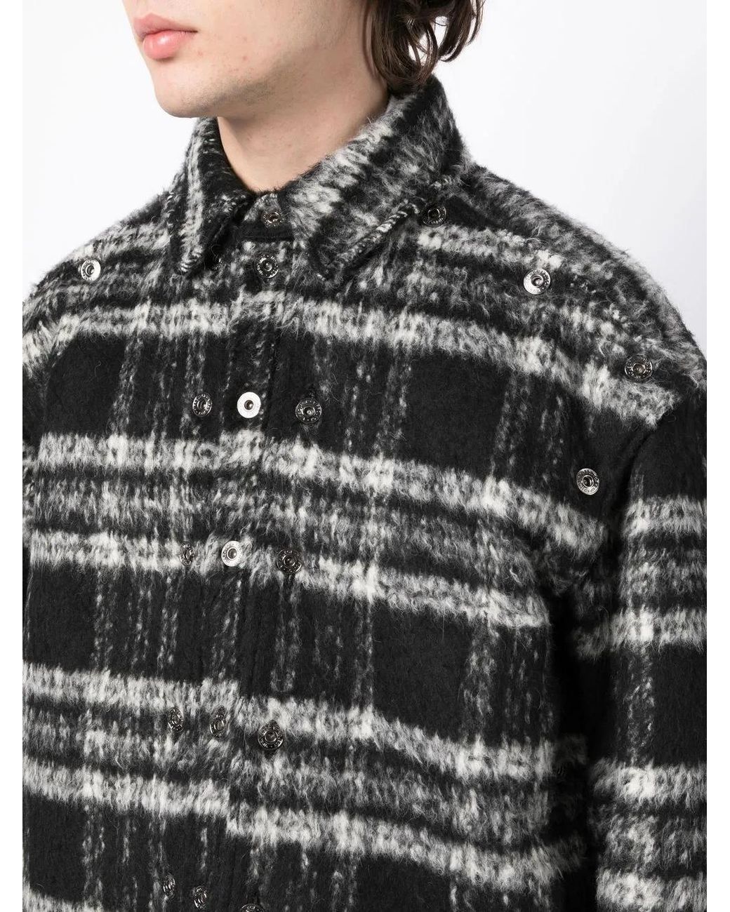 Y. Project Black Textured Stripe-Pattern Shirt Jacket for men