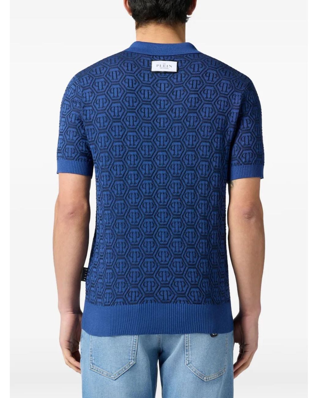 Philipp Plein Blue Cardigan À Motif Monogrammé for men