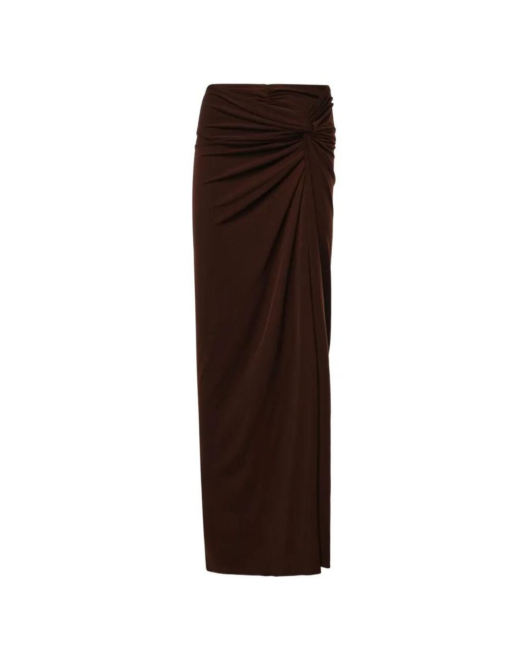 ANDAMANE Brown Twist-Detail Gathered Maxi Skirt