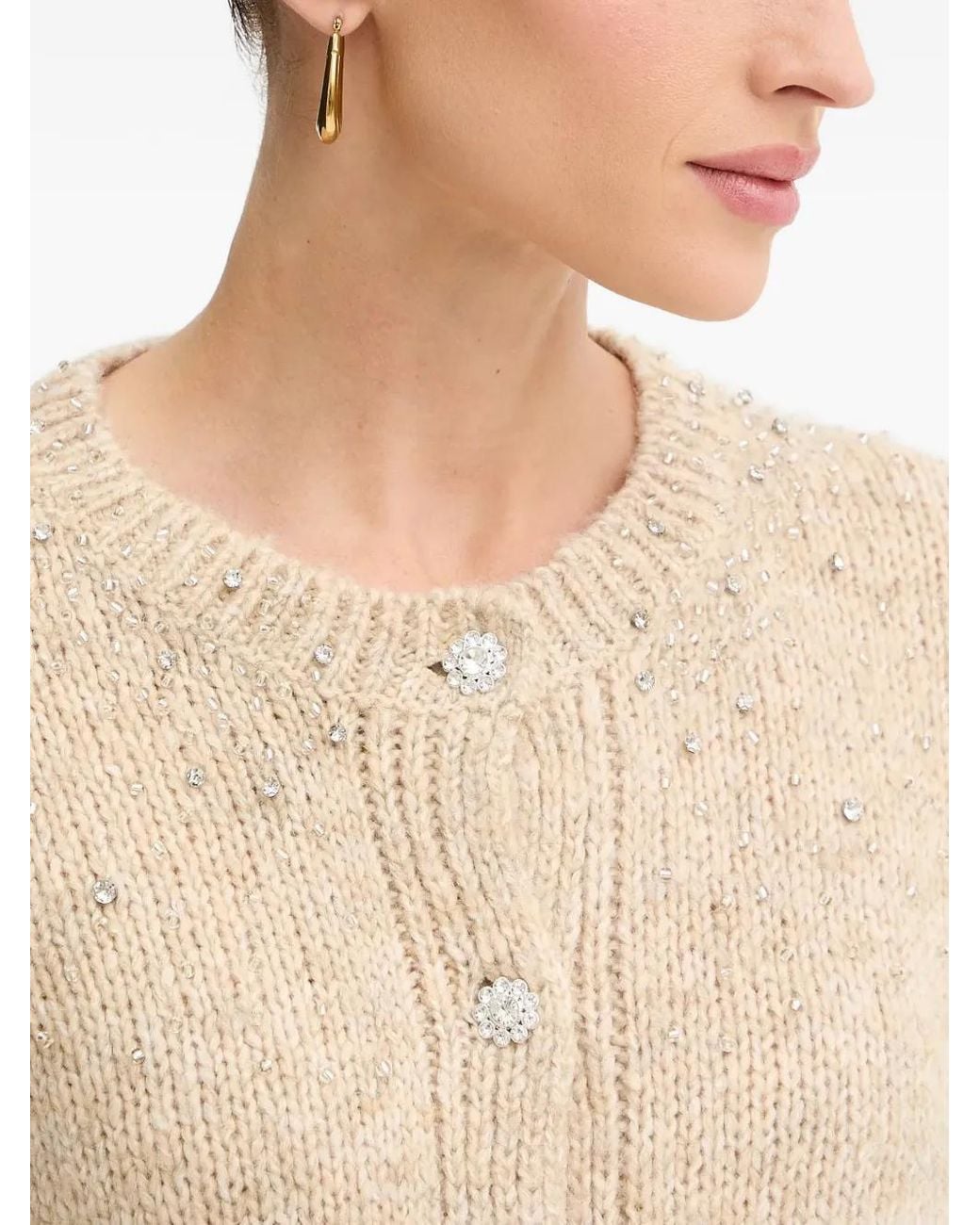 Fracomina Natural Embellished-Button Cardigan