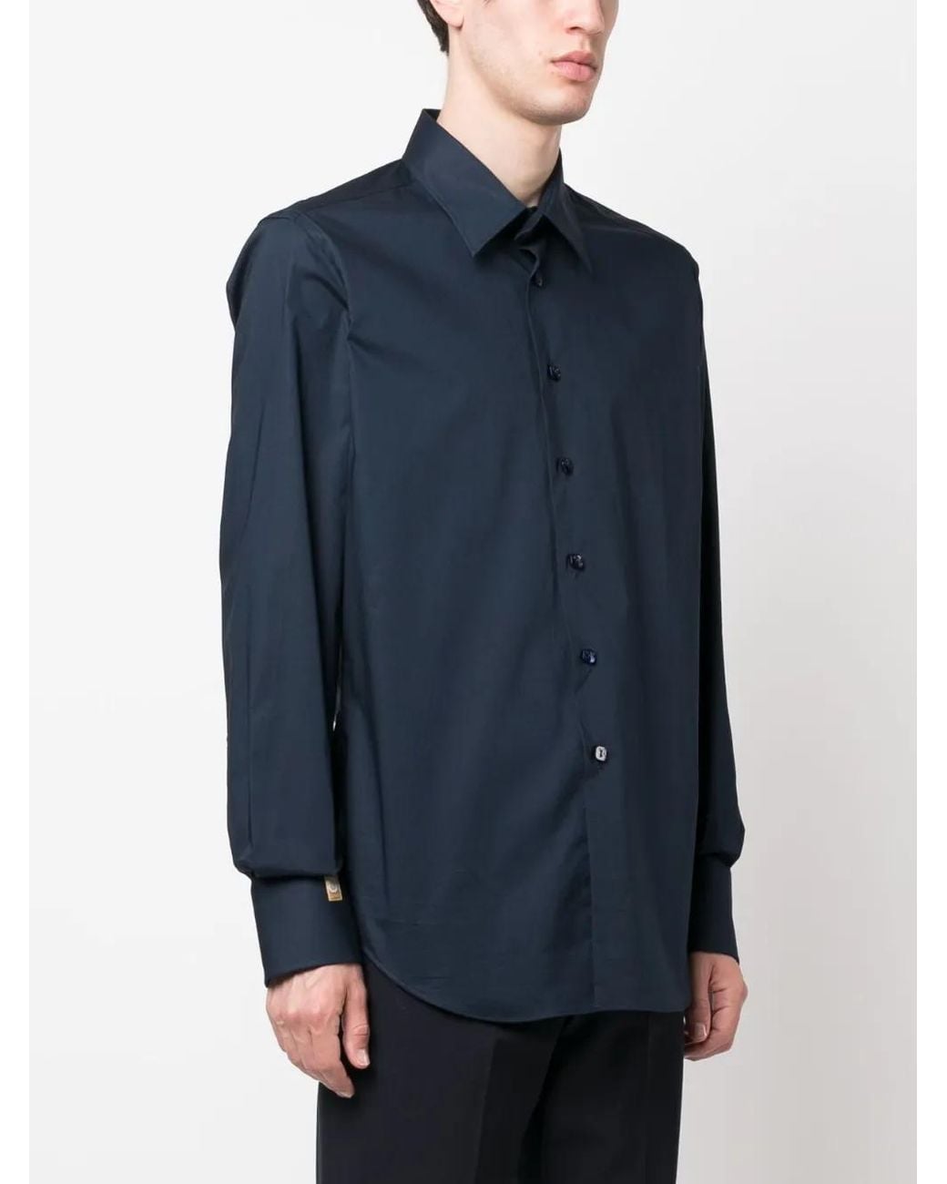Billionaire Blue Logo-Embroidered Cotton Shirt for men