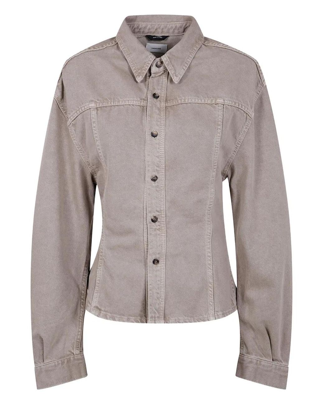Haikure Gray Button-Detailed Cotton Shirt