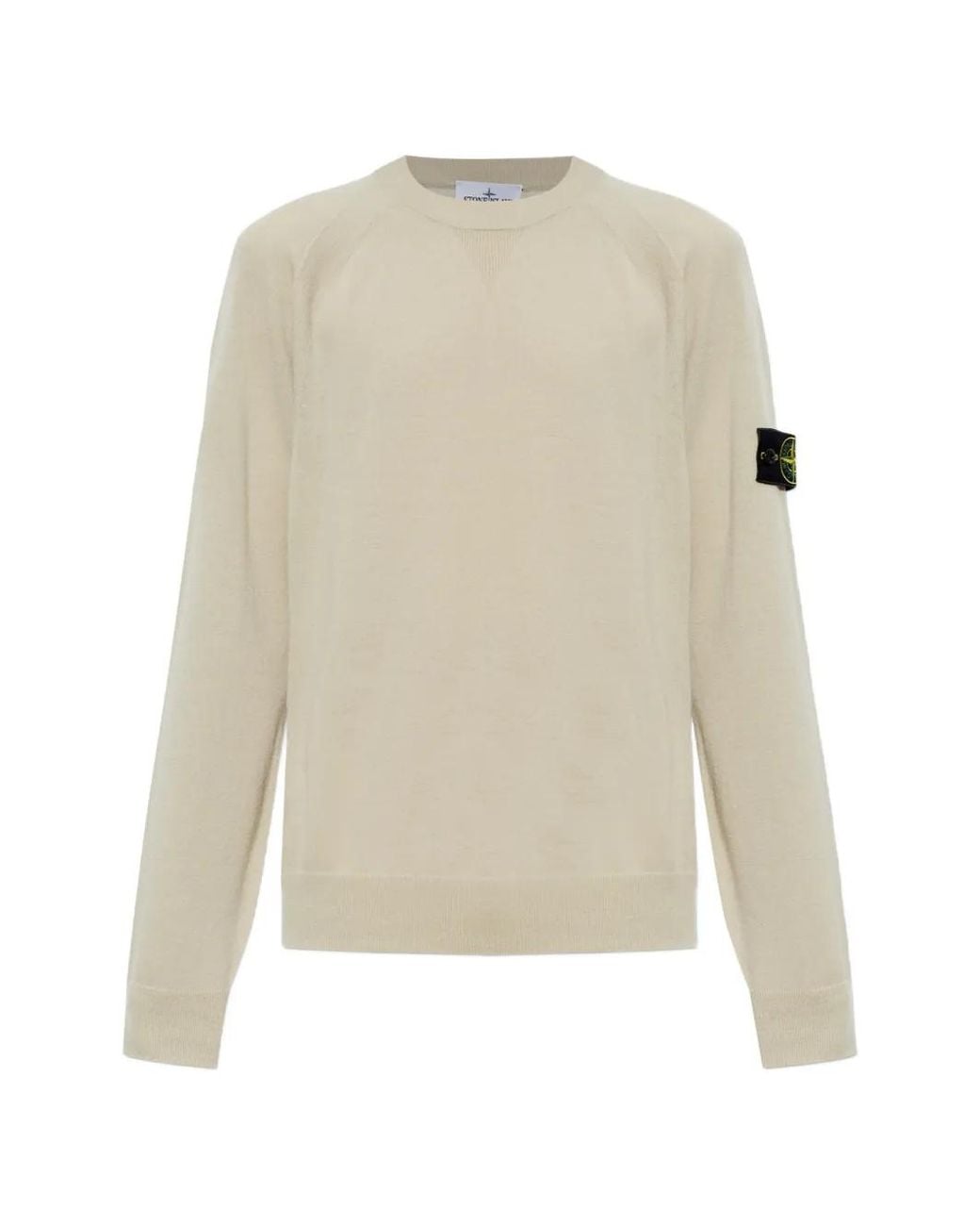 Stone Island White Long-Sleeved Jersey With Logo Patch for men