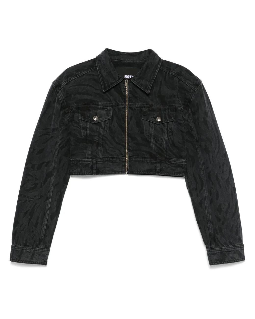 ROTATE BIRGER CHRISTENSEN Black Zebra-Print Denim Jacket