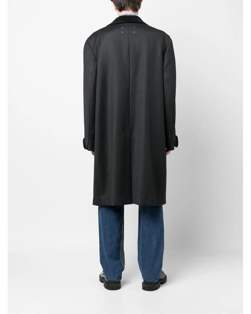 Maison Margiela Black Work-In-Progress Wool Coat for men