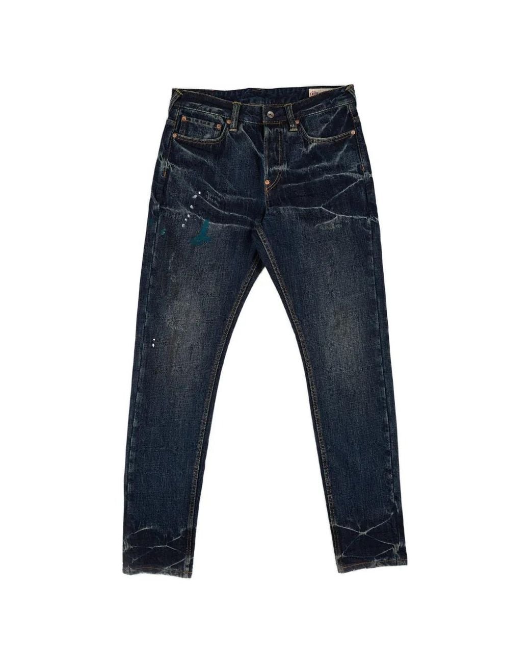 Evisu Blue Seagull-Print Whiskered Jeans for men