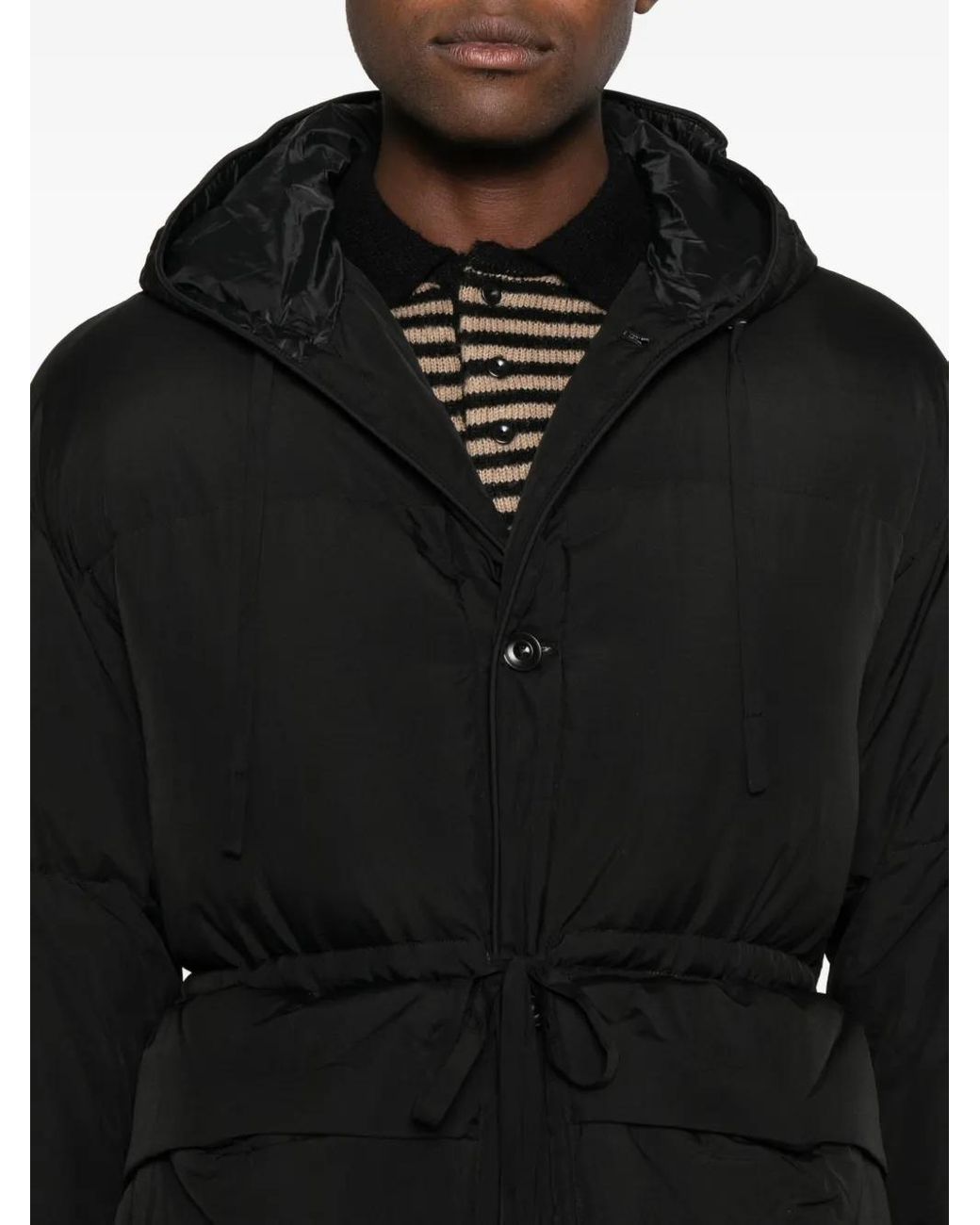 TONYWACK Black Hooded Padded Coat for men