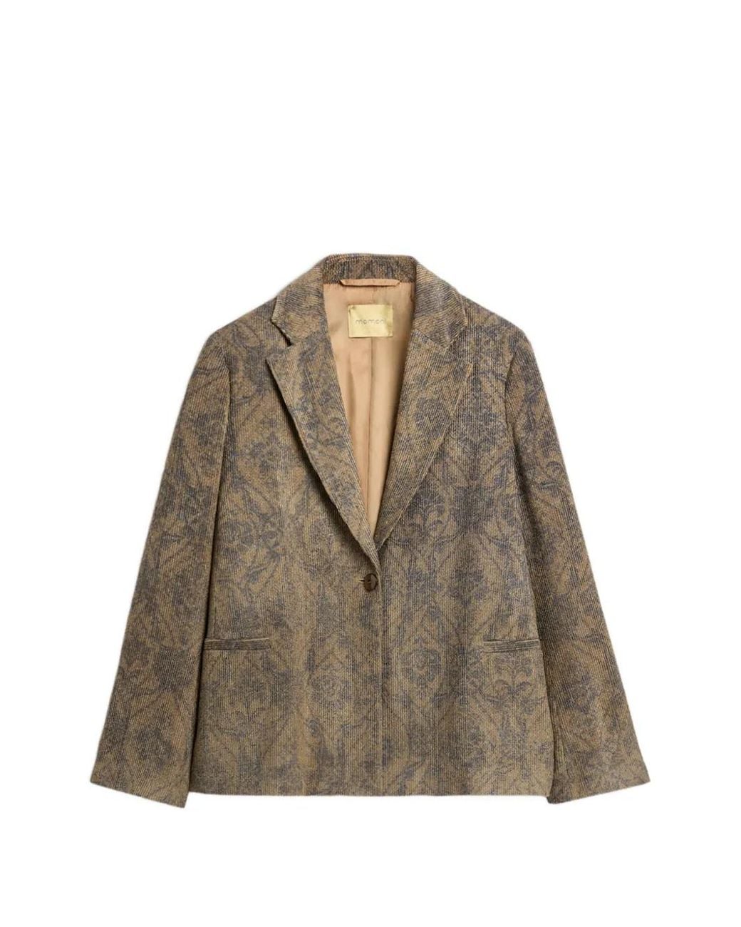 Momoní Brown Veste Imprimée Lilja En Velours Côtelé