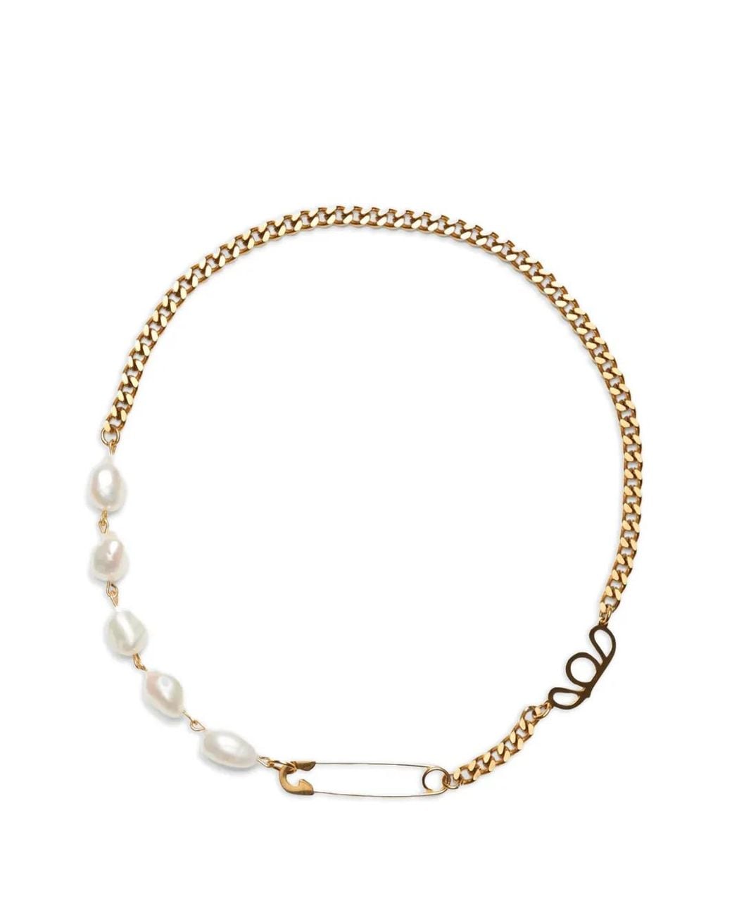 Labelled Jewellery Metallic Safety-Pin Pearl Necklace