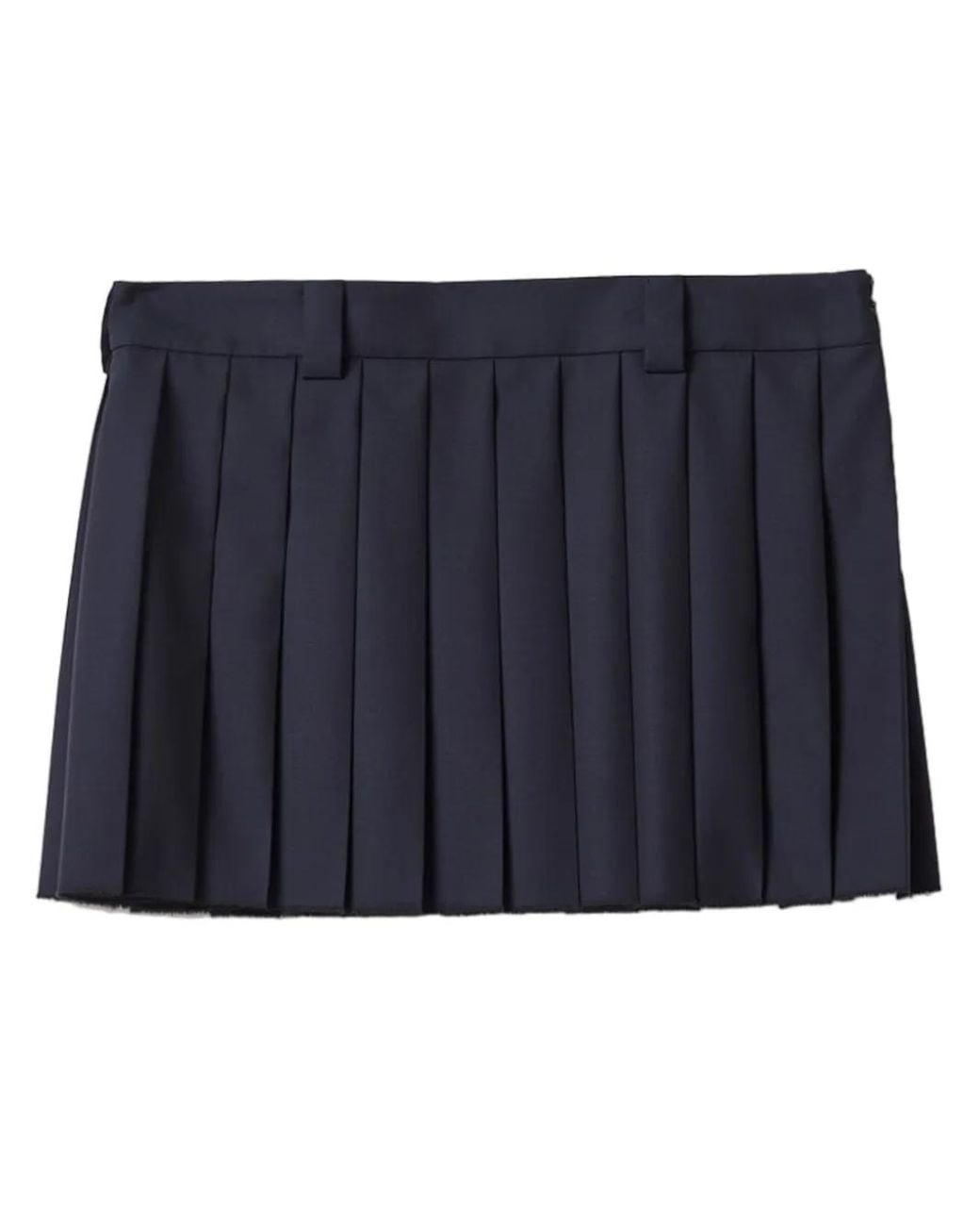 Miu Miu Blue Batavia Pleated Wool Skirt - Women's - Wool