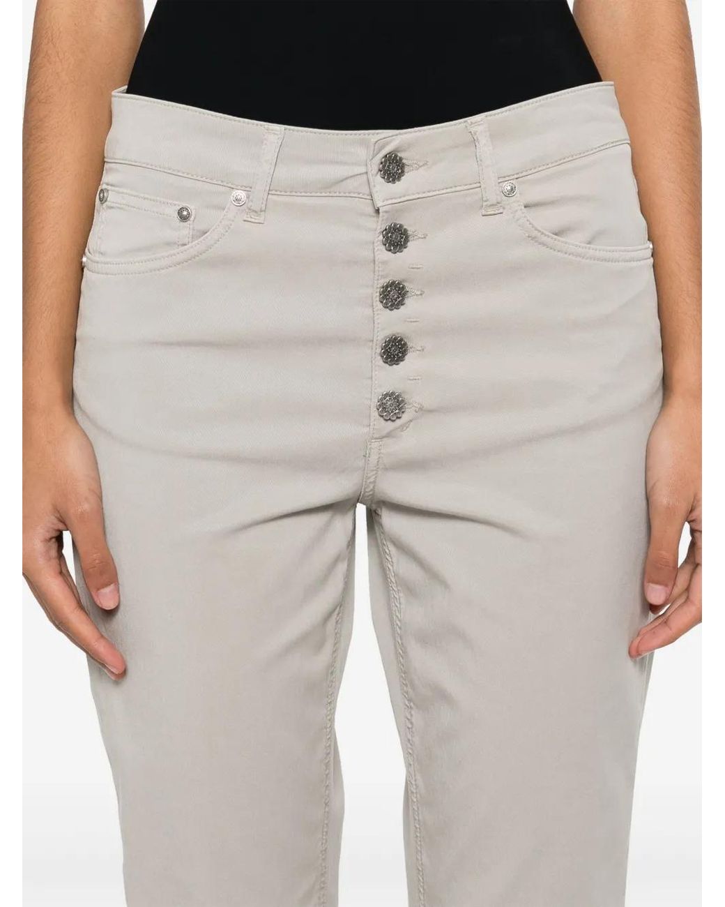 Dondup Gray Straight-Leg Cropped Trousers