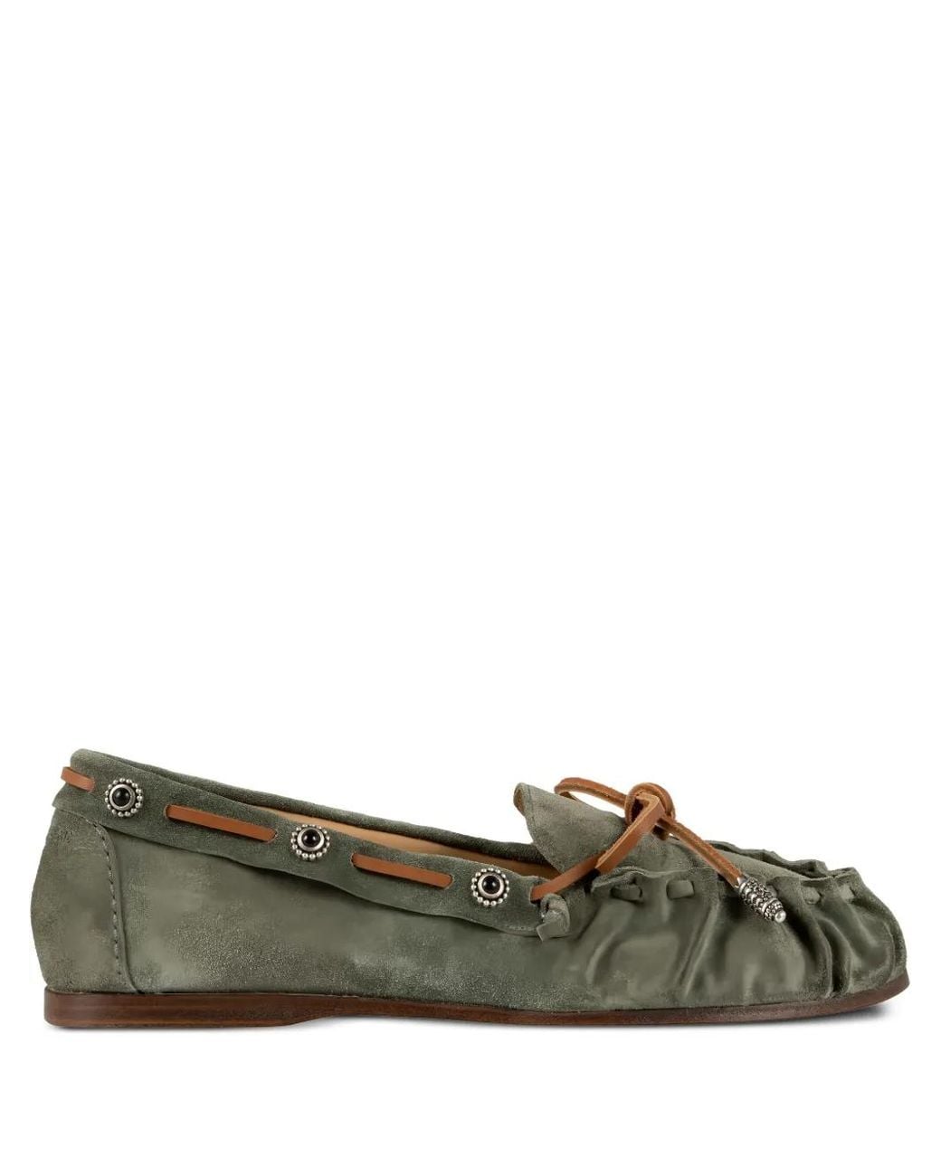 Sartore Green Embellished Suede Ballet Flats