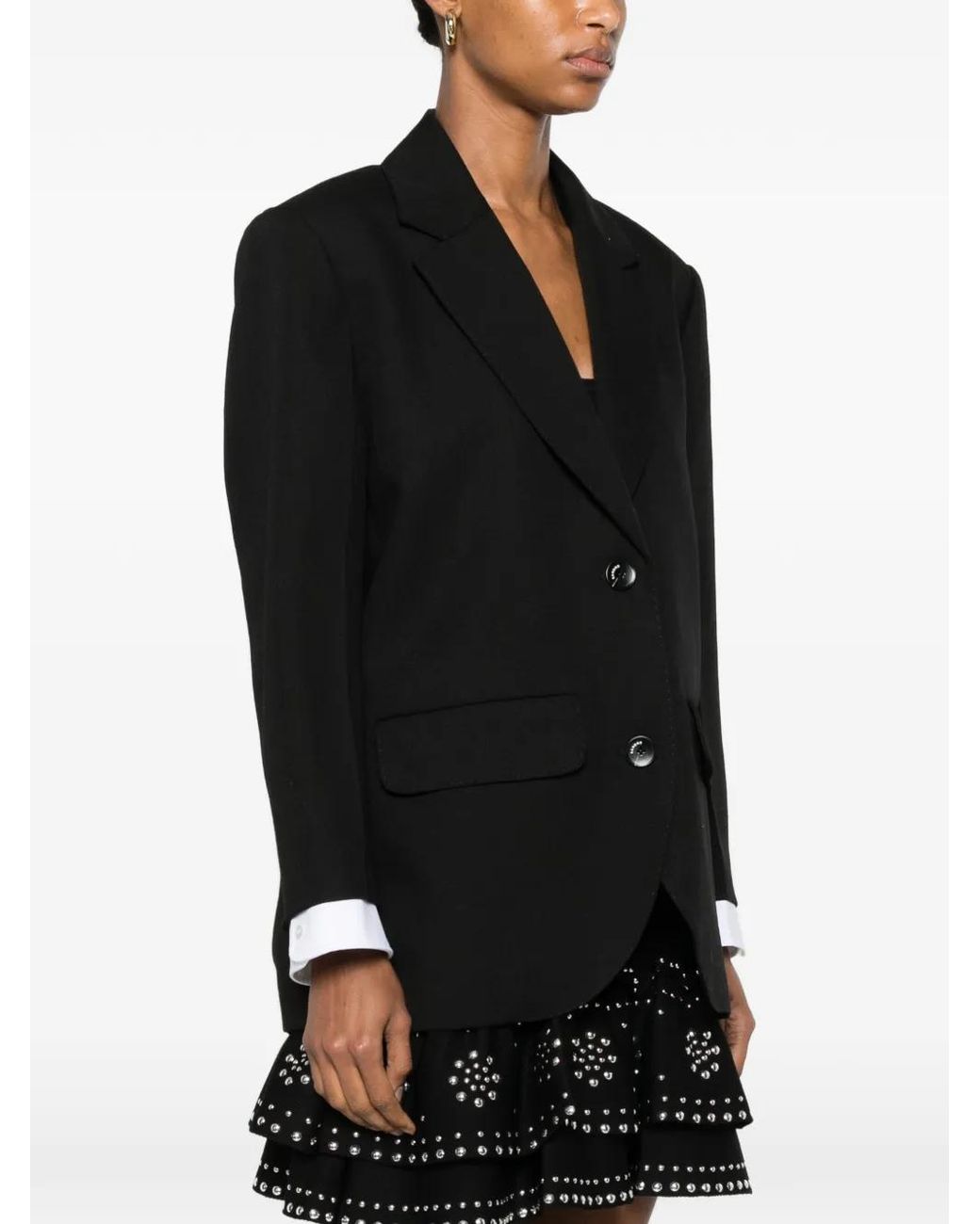 Sandro Black Mixed-Material Satin Jacket