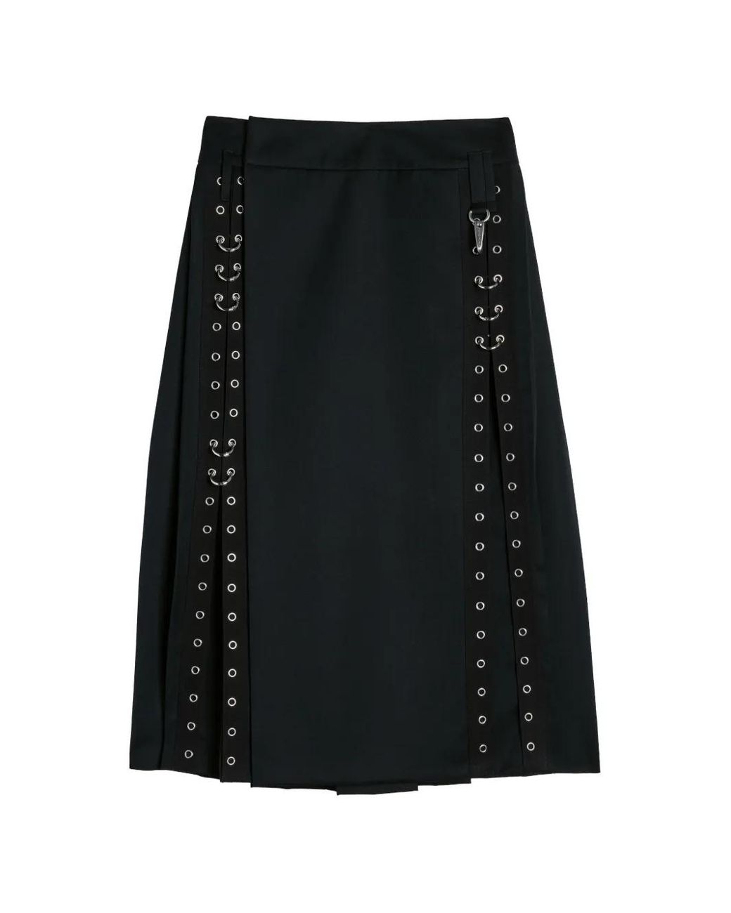 Simone Rocha Black Eyelet-Embellished Pleated Midi Kilt for men