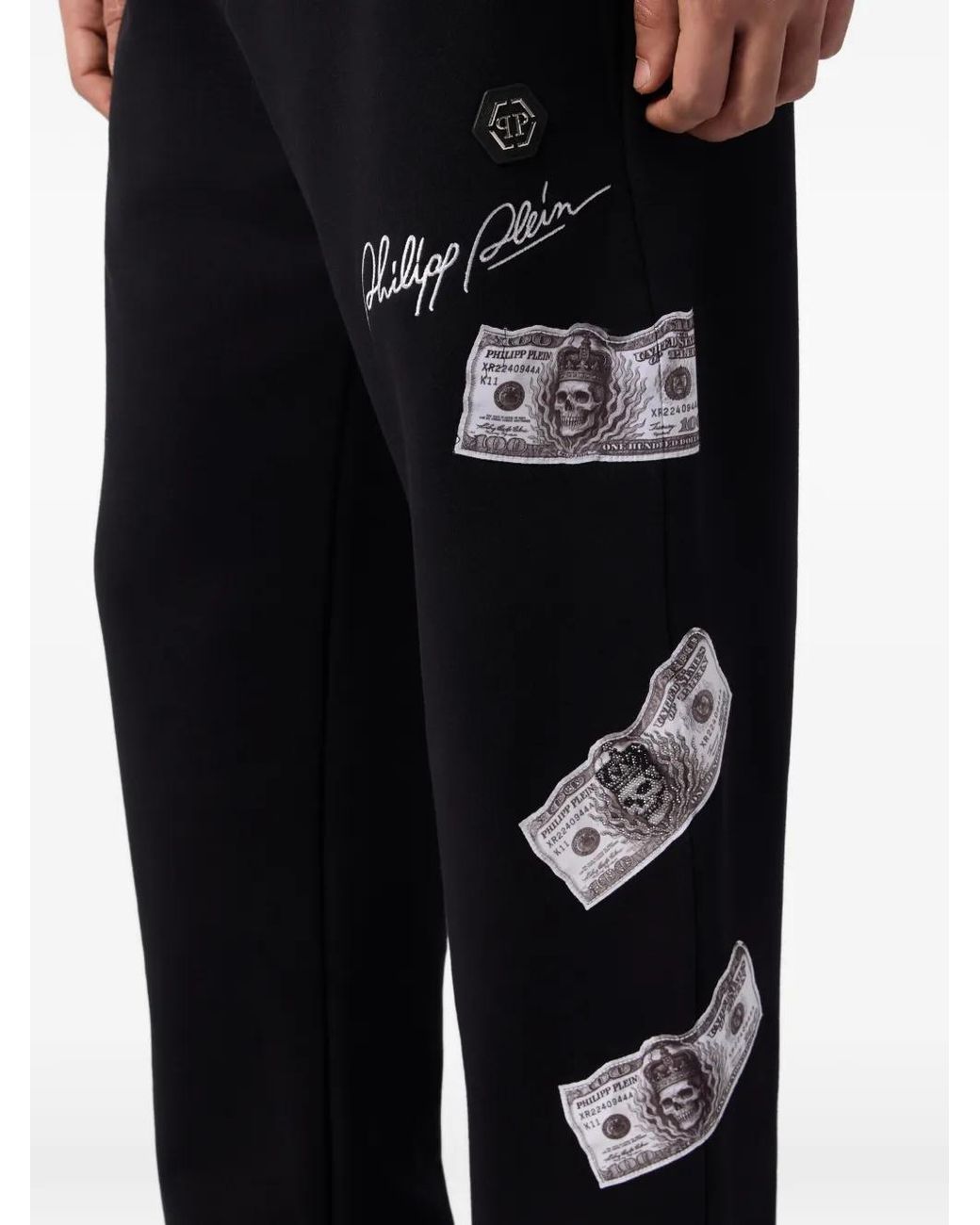 Philipp Plein Black Dollar-Detail Track Pants for men