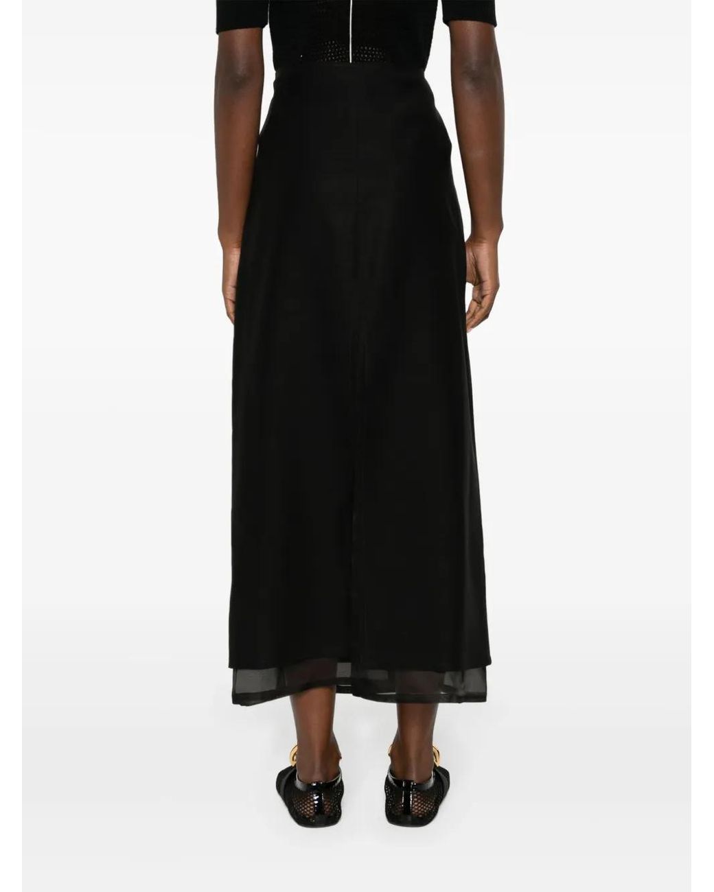 Fabiana Filippi Black Organza Maxi Skirt