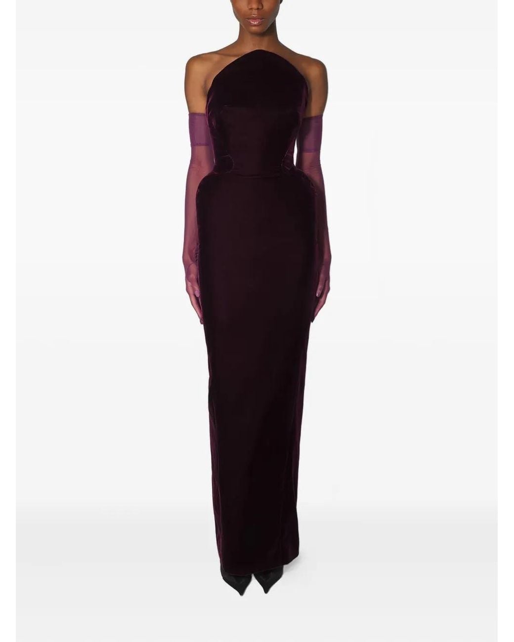 Mugler Purple Strapless Maxi Dress