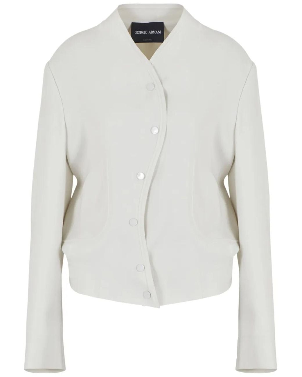 Giorgio Armani White Collarless Drop-Shoulder Jacket