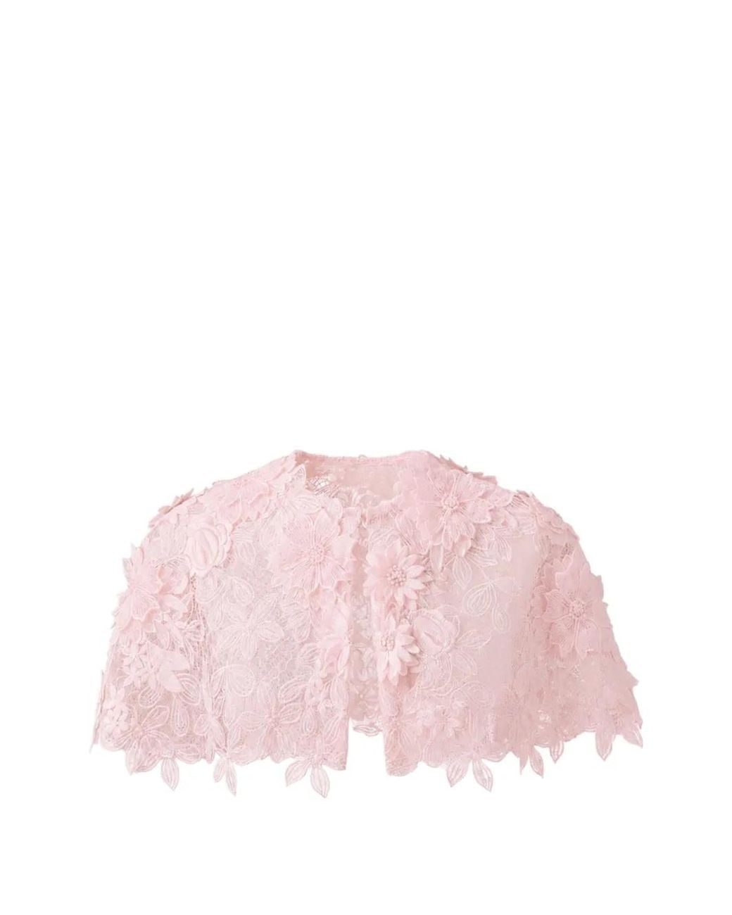 Gemy Maalouf Pink Floral-Lace Bolero