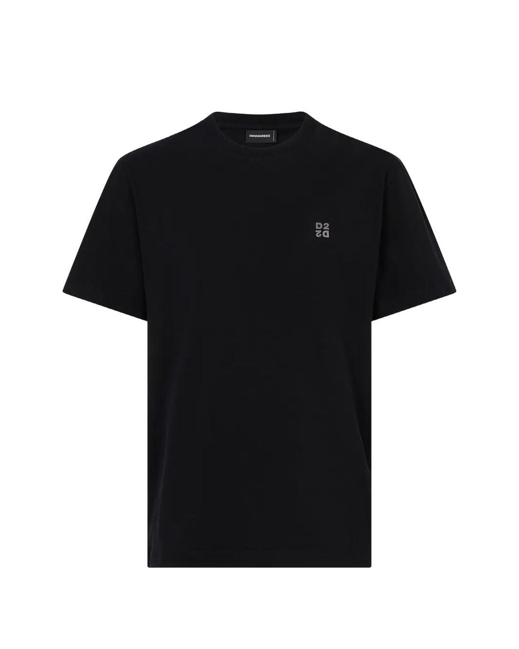 DSquared² Black Metal D2 Cotton T-Shirt for men