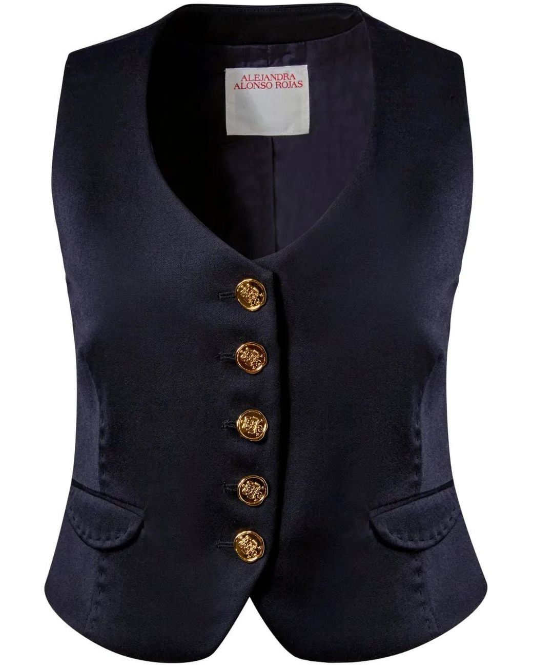 Alejandra Alonso Rojas Blue V-Neck Wool Vest