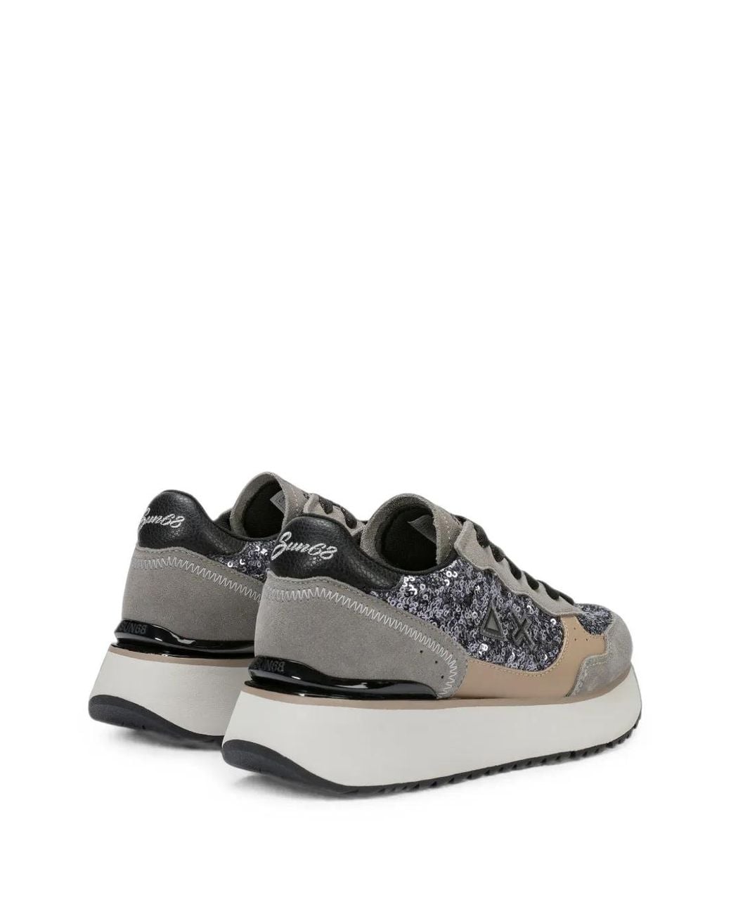 Sun 68 White Big Ally Sequin-Embellished Platform Sneakers