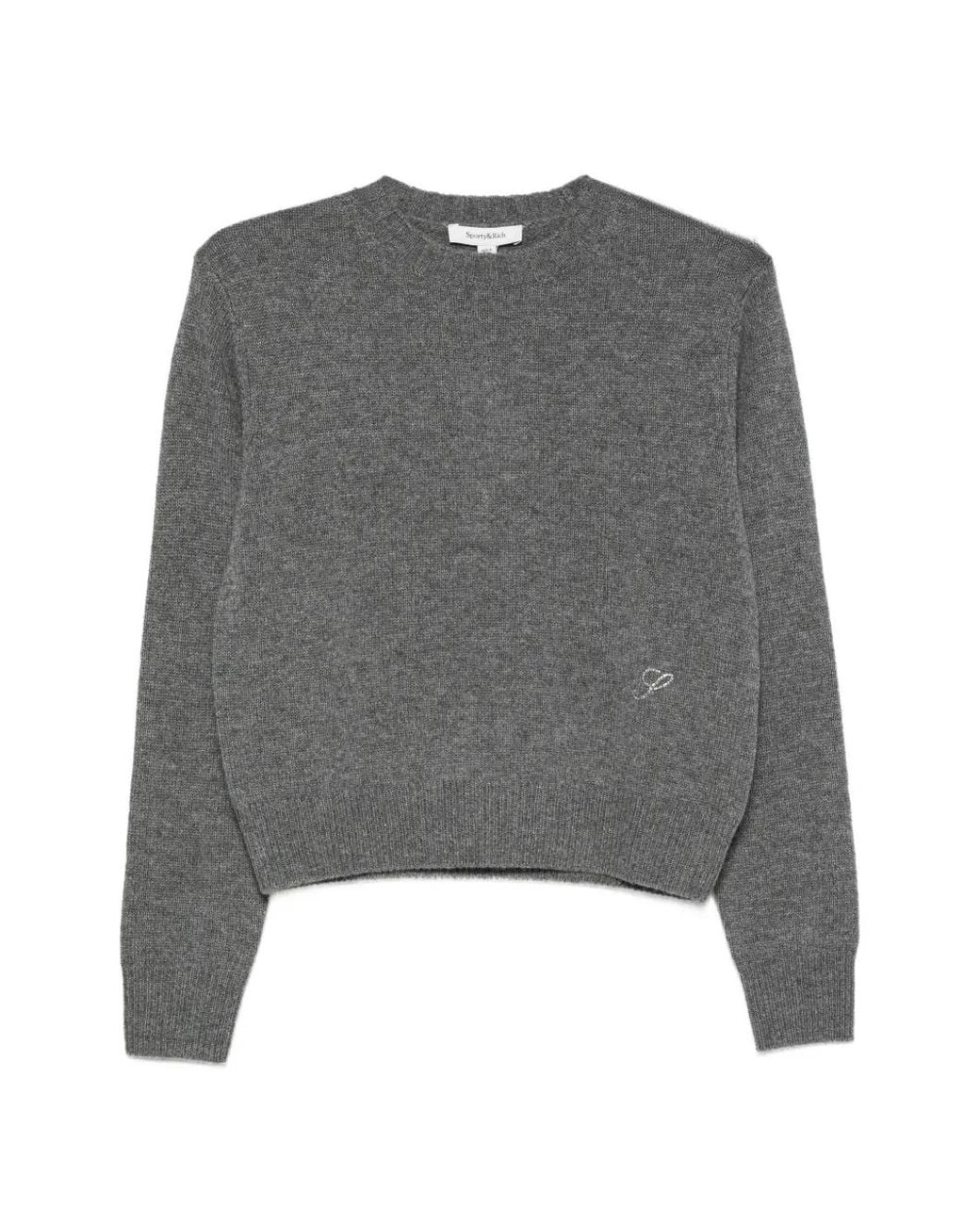 Sporty & Rich Gray Crystal-Embellished Sweater