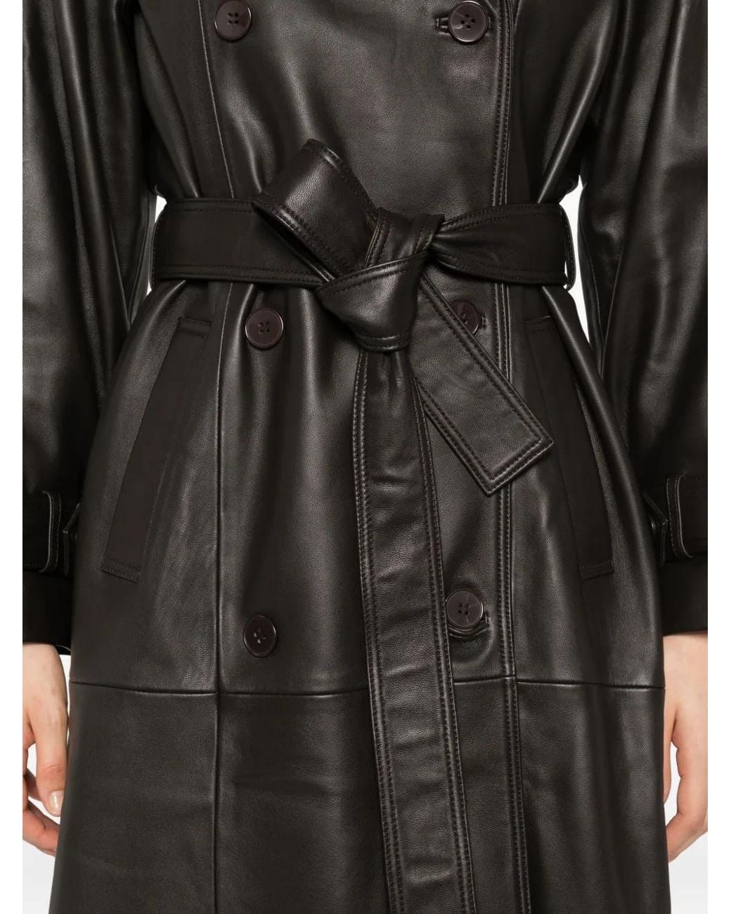 DUCIE Black Corrin Leather Trench Coat