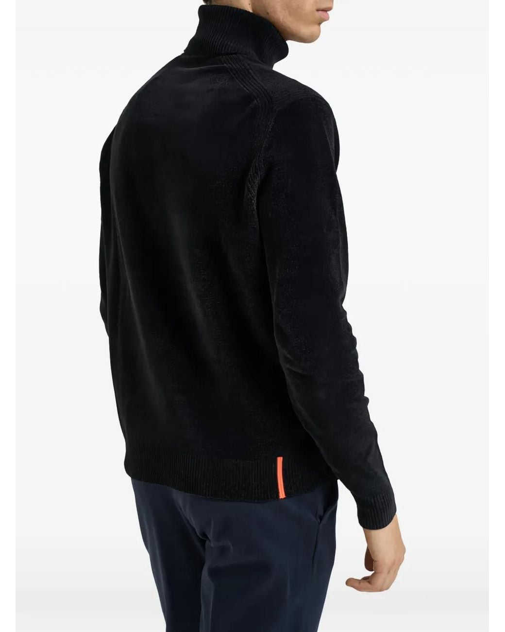Rrd Black Roll-Neck Chenille-Texture Sweater for men