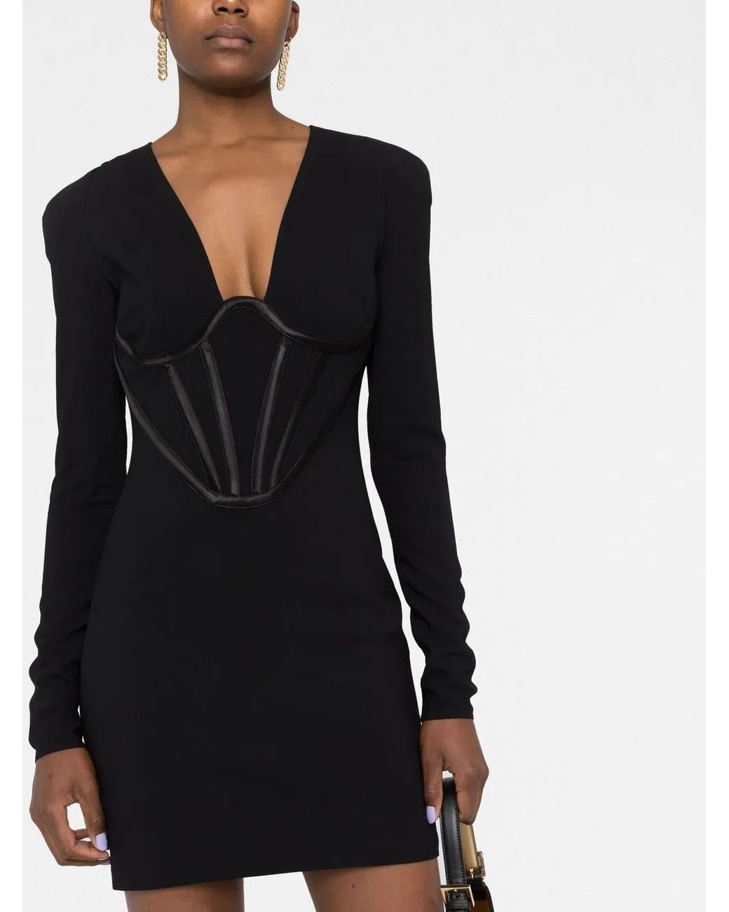 Versace Black Miniabito Con Corsetto