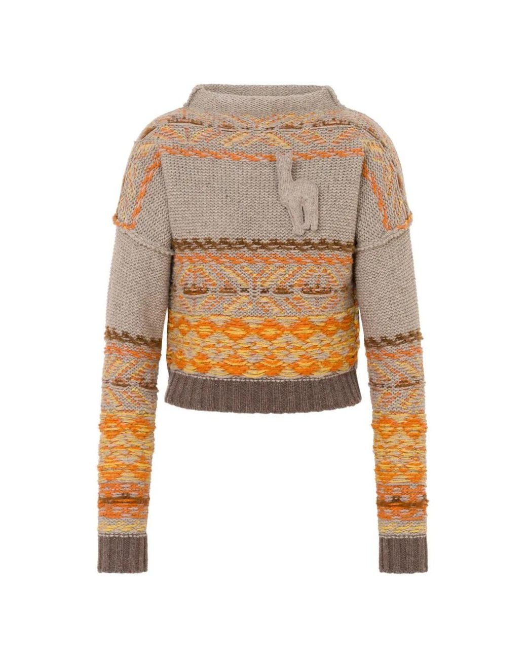 Moschino White Inlaid Wool-And-Silk Blend Sweater