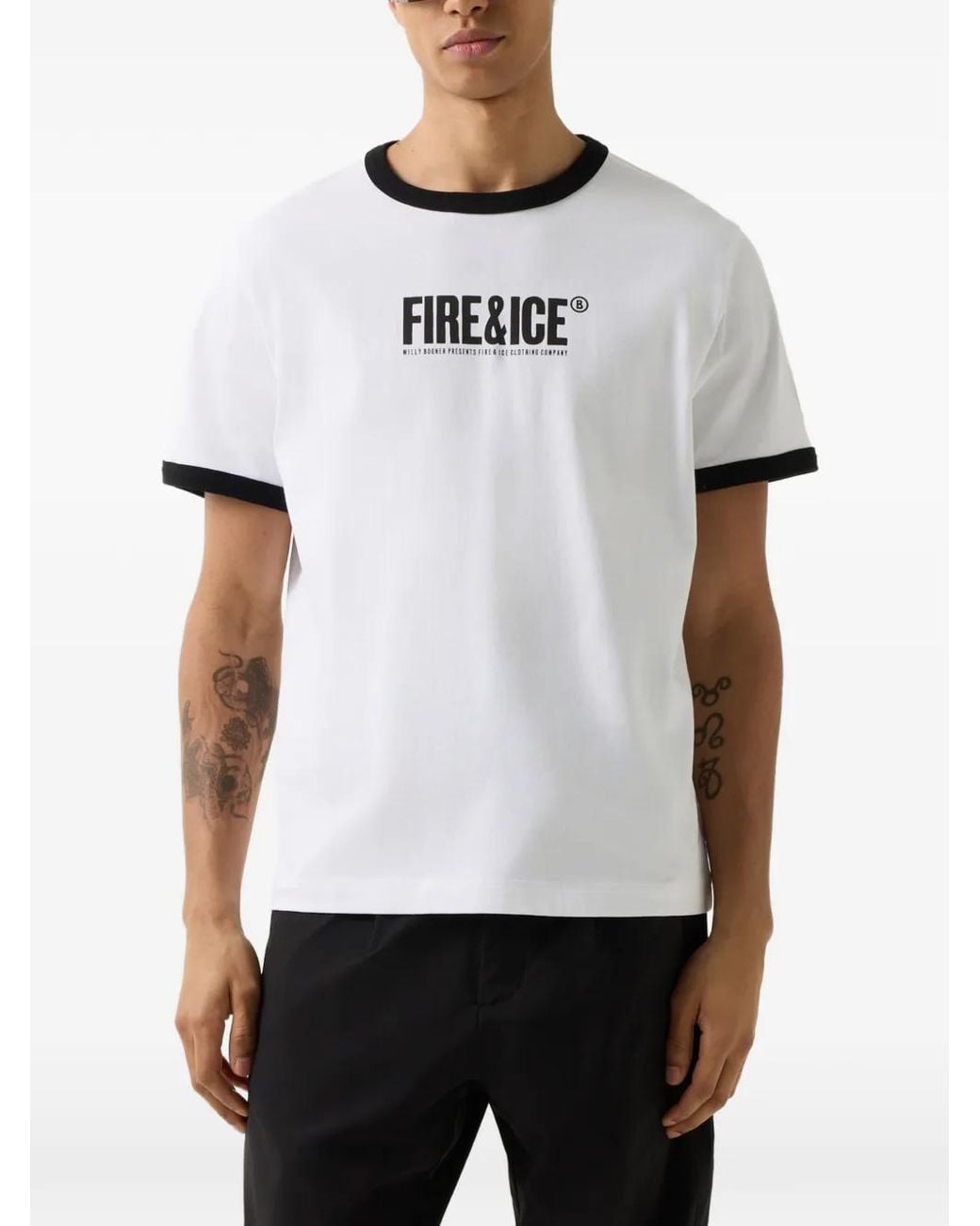 Bogner Fire + Ice White Puya Logo-Print Ringer T-Shirt for men