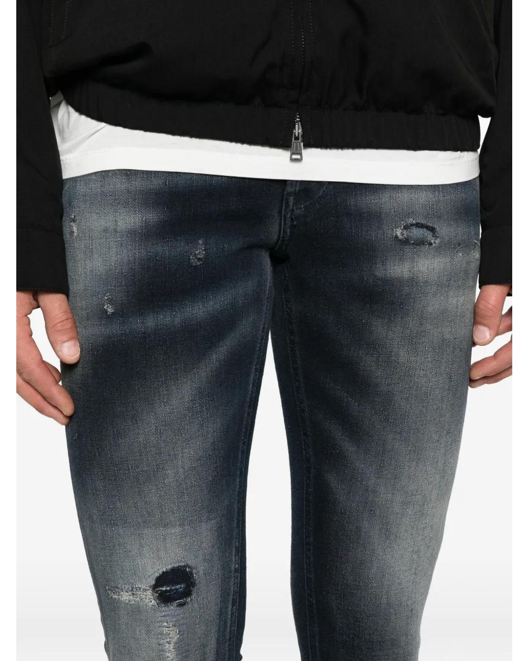 Dondup Blue Distressed Faded Jeans for men