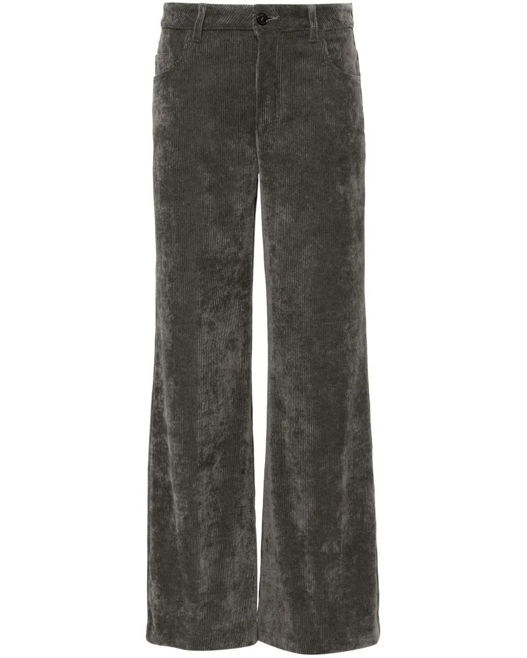 ERMANNO FIRENZE Gray Logo-Patch Palazzo Pants