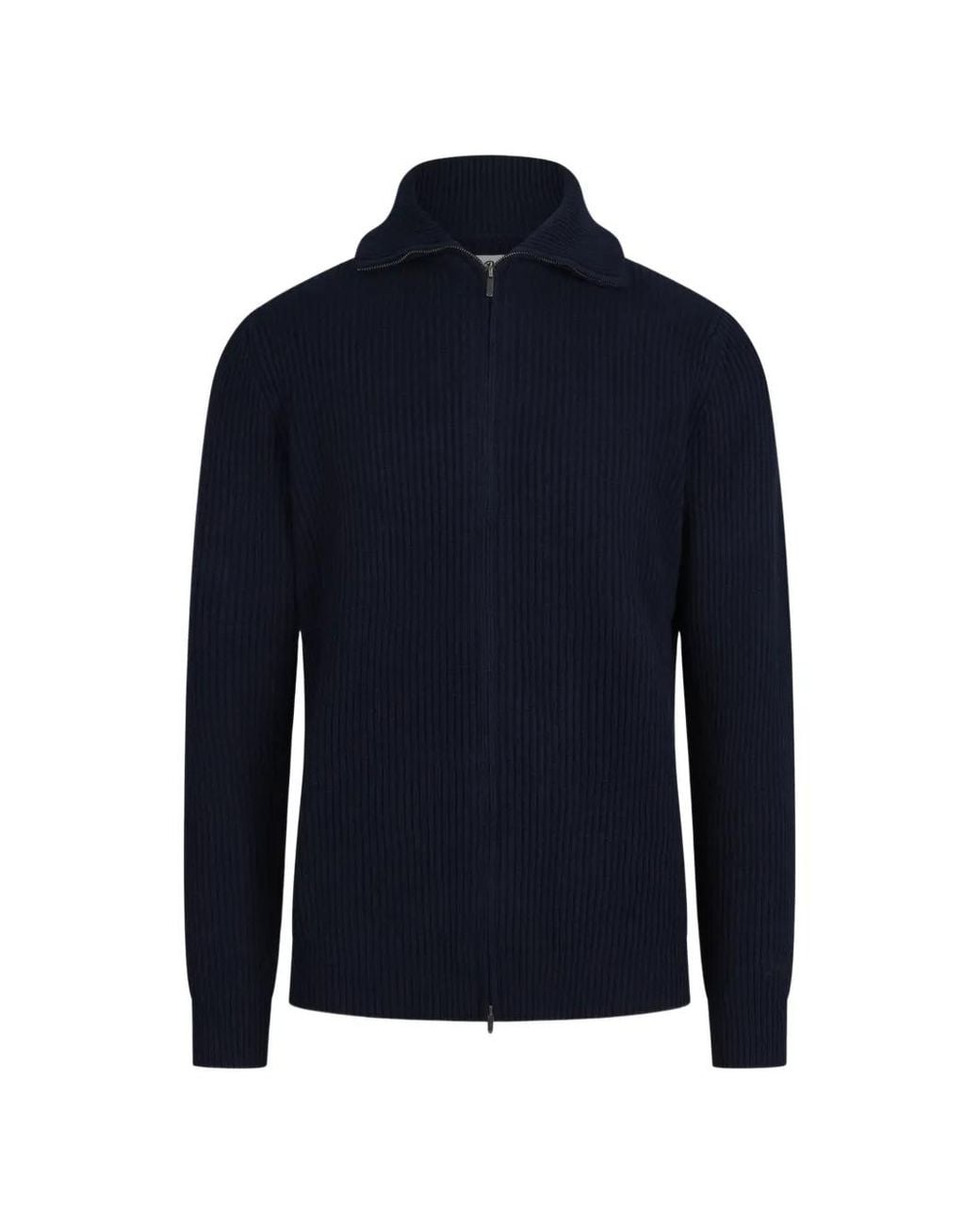 Mc2 Saint Barth Blue Preston Ribbed-Knit Wool Cardigan for men
