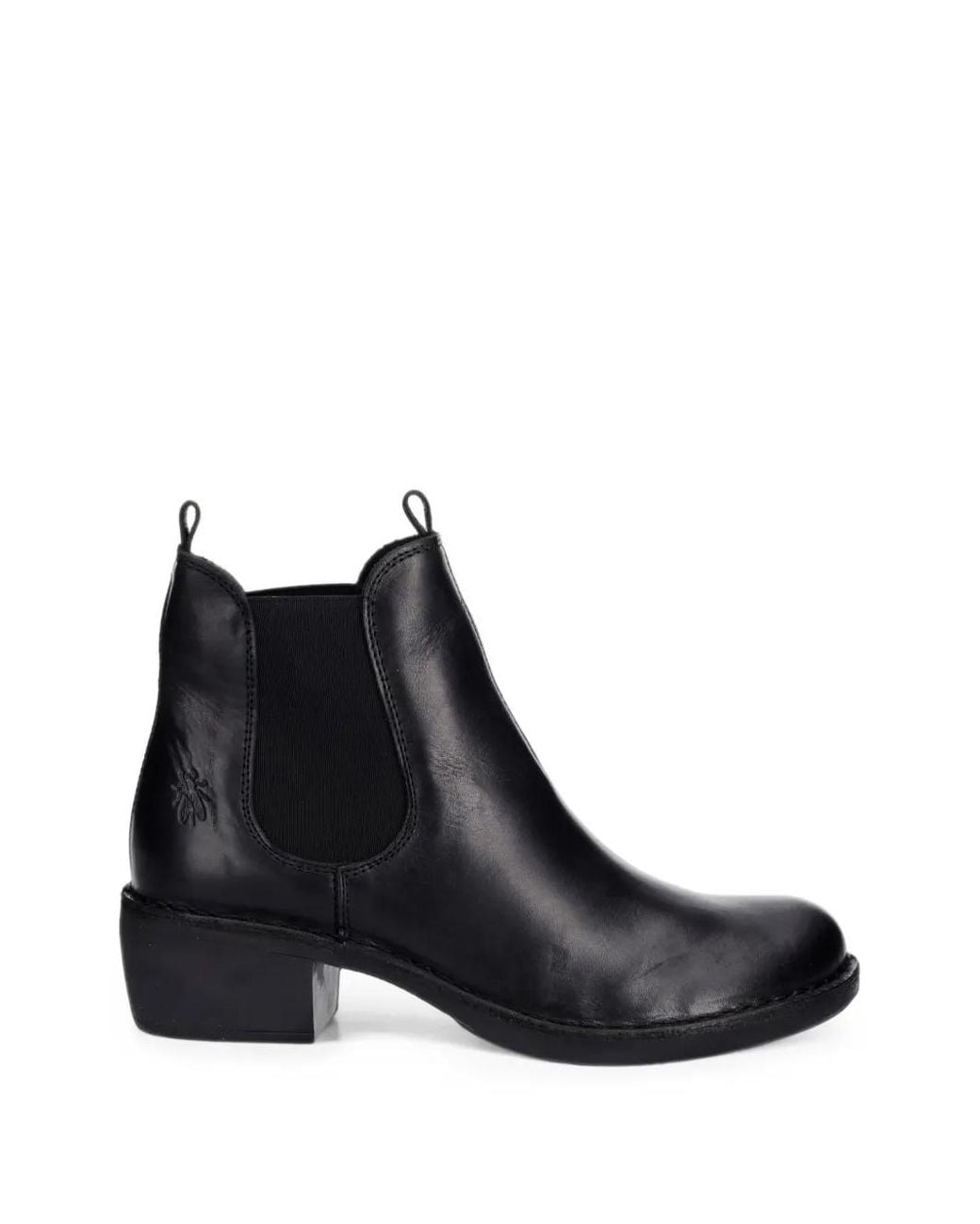 Fly London Black Elasticated Leather Chelsea Boots