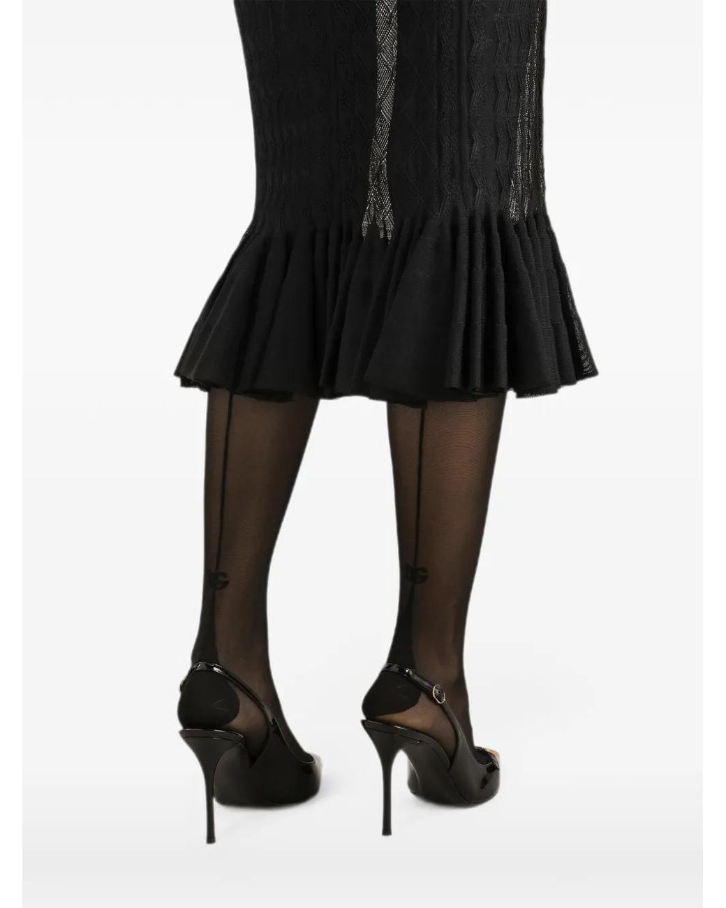 Dolce & Gabbana Black Lace-Stitch Knit Skirt