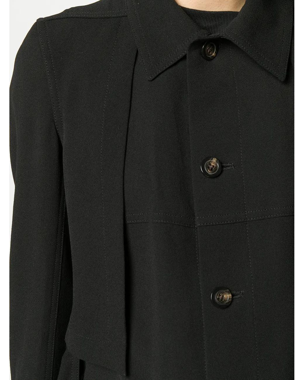 Rick Owens Black Single-breasted Belted Coat