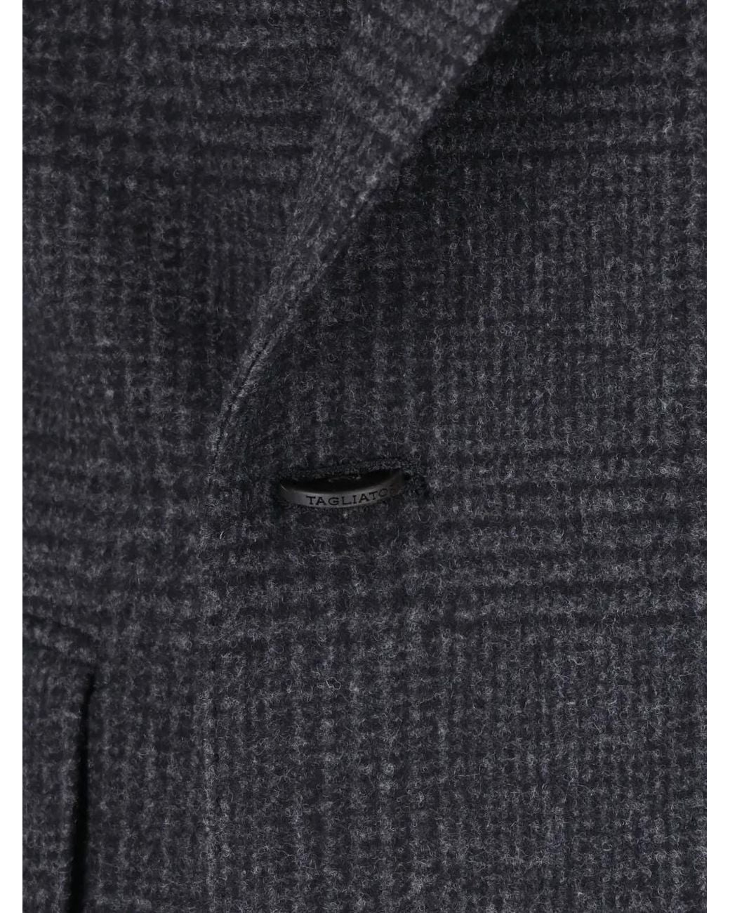 Tagliatore Blue Check-Pattern Virgin Wool Coat for men
