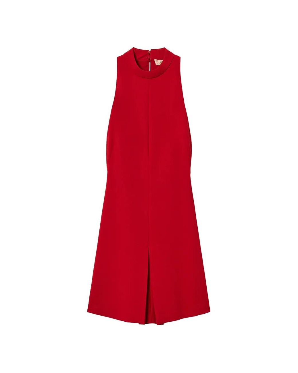 Twinset Red Short Crêpe Halter Neck Dress