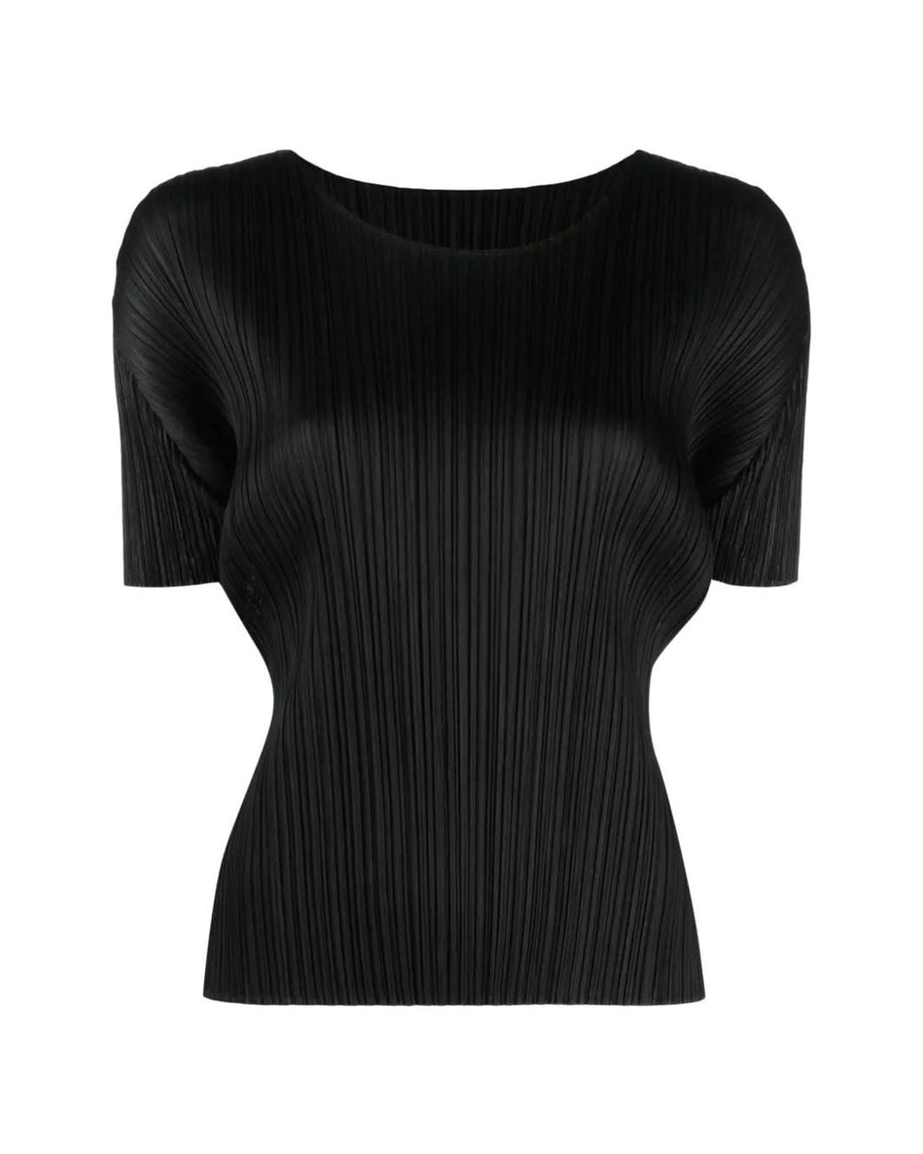 Pleats Please Issey Miyake Black Plissé T-Shirt