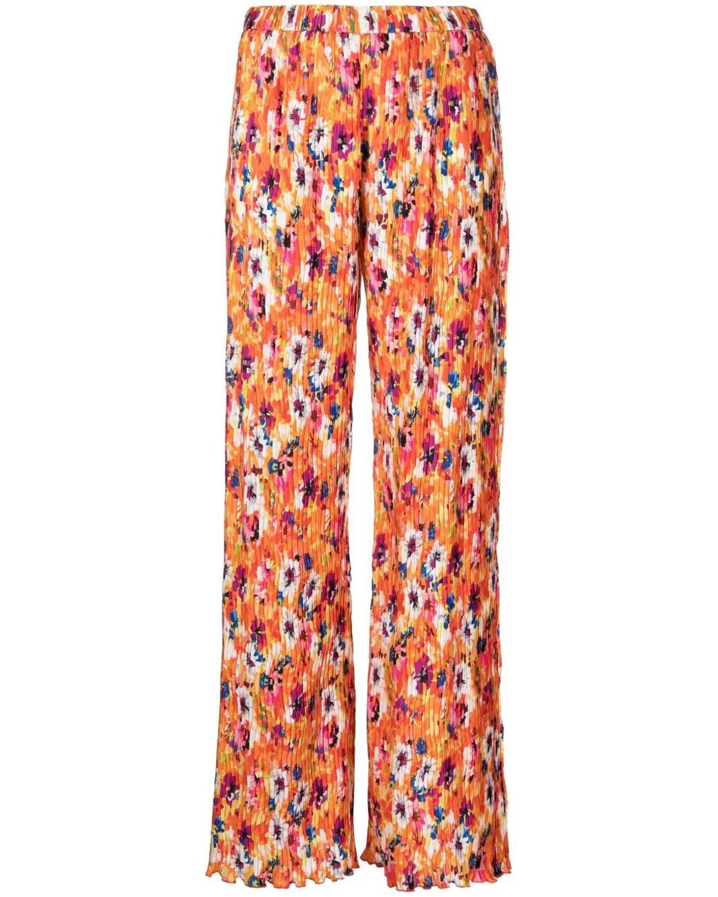 MSGM Red Pantalon Plissé À Fleurs
