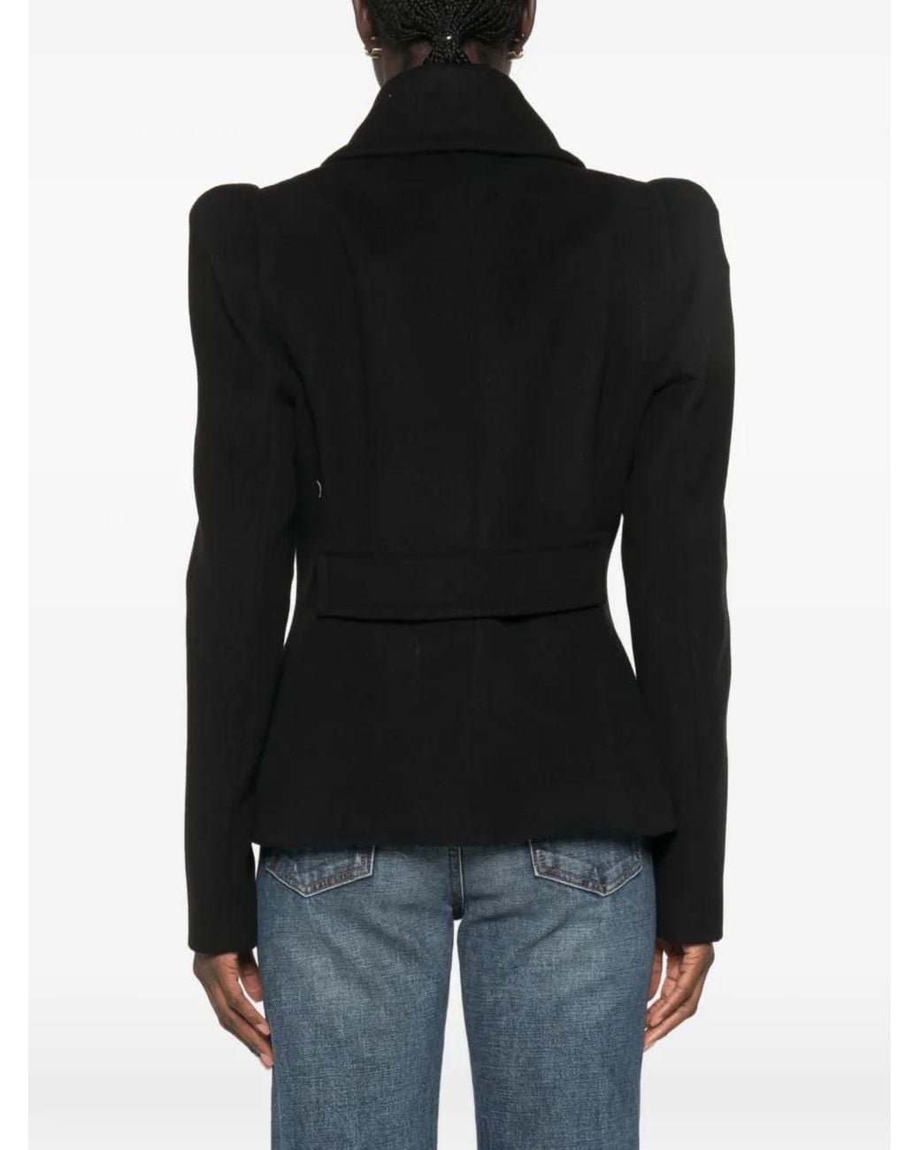 7 For All Mankind Black Double-Breasted Jacket