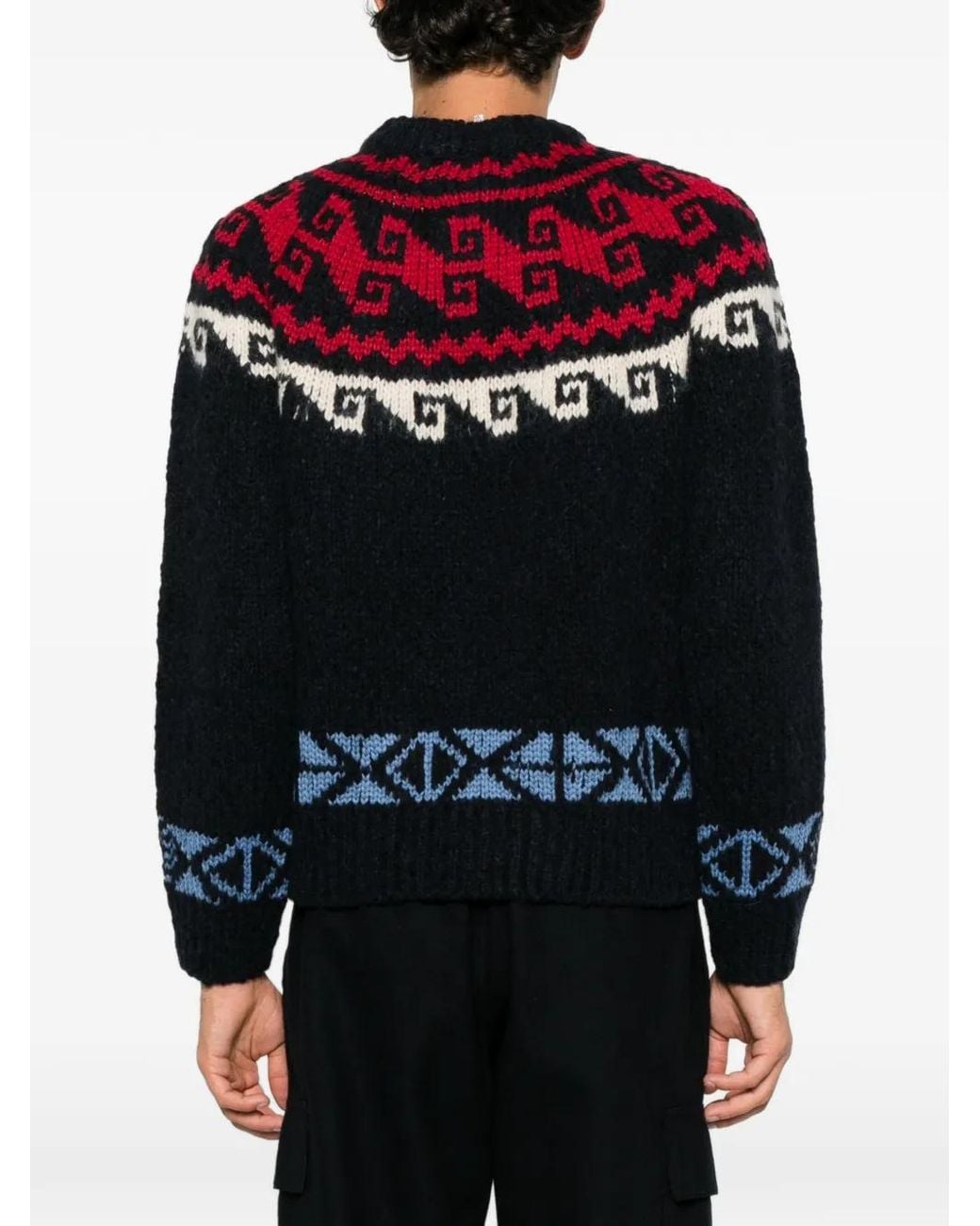 Moncler Red Fair Isle-Knit Sweater for men