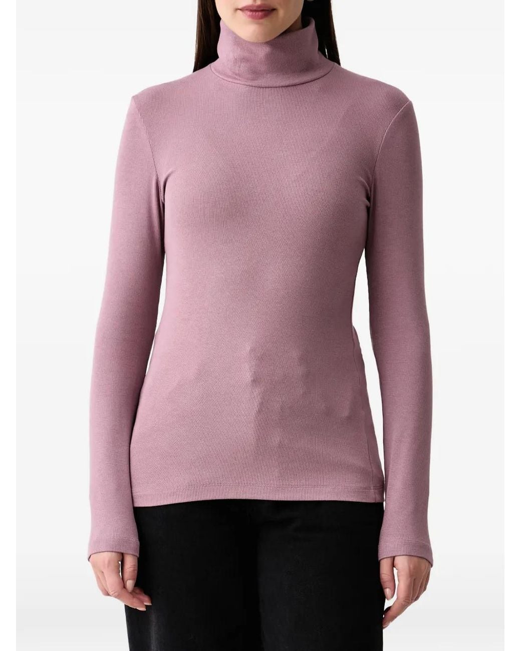 Marc O' Polo Purple Ribbed-Knit Roll-Neck Top