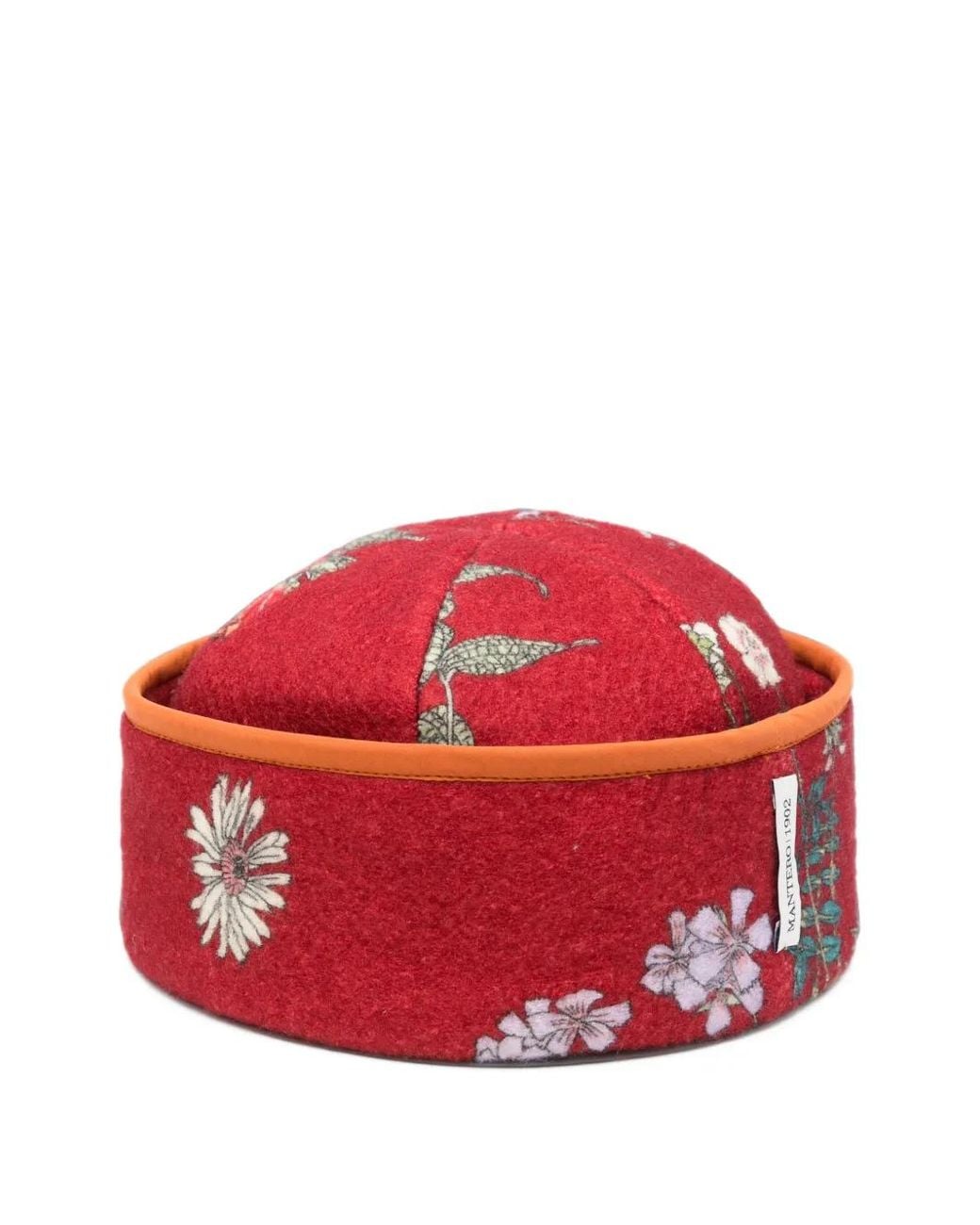 Mantero 1902 Red Floral-Print Hat