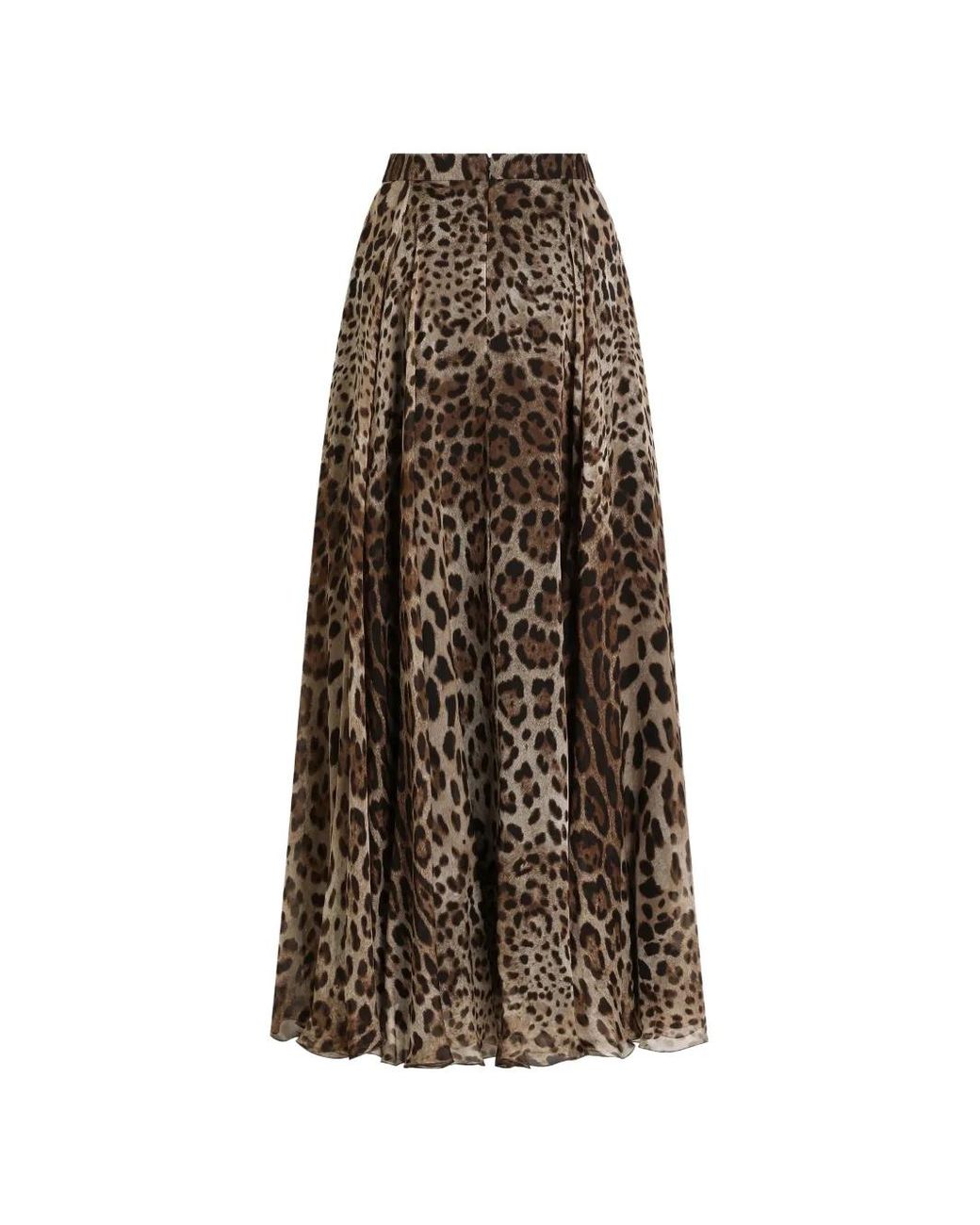 Dolce & Gabbana Natural Leo-Print Chiffon Skirt
