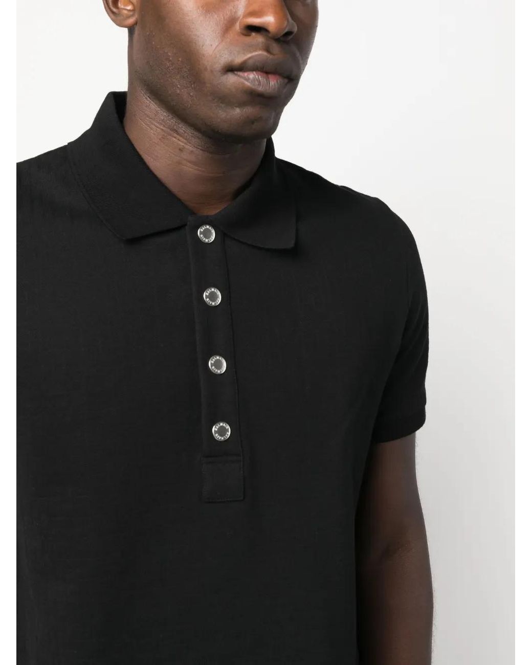 Balmain Black Piqué Polo Shirt With Monogram Motif for men